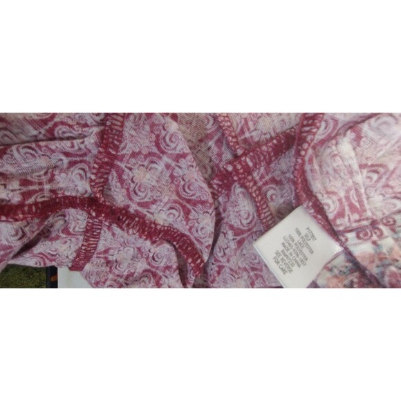 Top Women's L 3/4 Sleeve Lace Boho Hippie Bohemian Maroon Burgundy Peasant - Picture 6 of 7